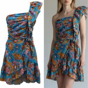 Love The Label Jordana One Shoulder Ruffle Mini Dress